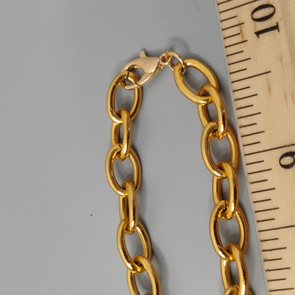Genuine Kingman turquoise gold link chain necklace - Picture 8 of 9